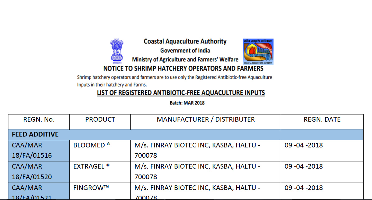 CAA Approved Antibiotic-free Aquaculture Inputs
